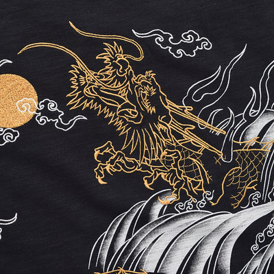 Camiseta Manga Corta Dragon Bordado Estilo Ukiyo-e - Image 20