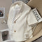 Blazer Ejecutivo Blanco Crema de Manga Corta para Mujer