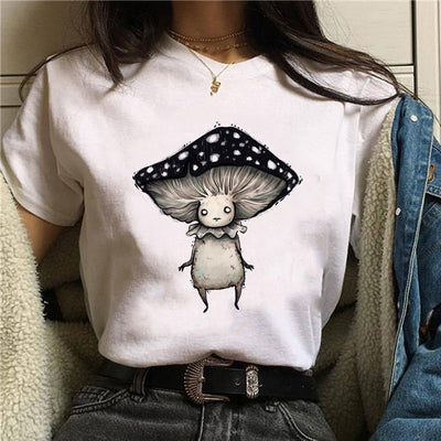 Playera Gato Caricatura con Hongos Halloween Manga Corta - Image 12