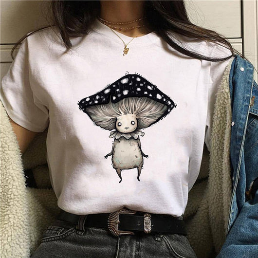 Playera Gato Caricatura con Hongos Halloween Manga Corta - Image 12