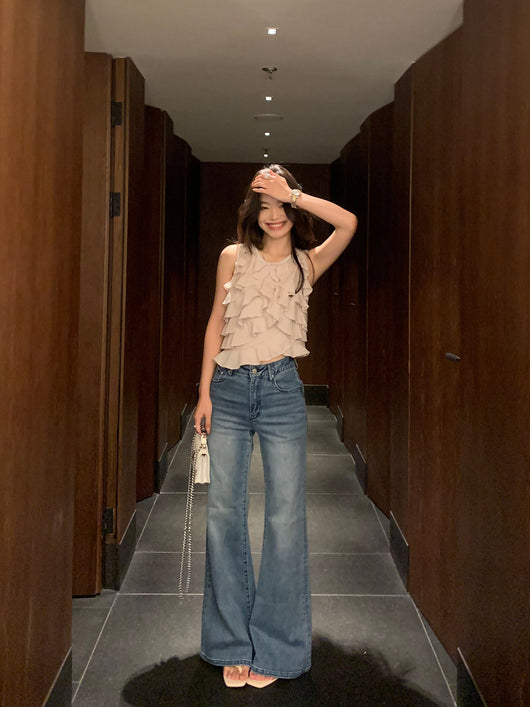 Blusa Sin Mangas con Volantes Irregulares para Mujer - Image 4