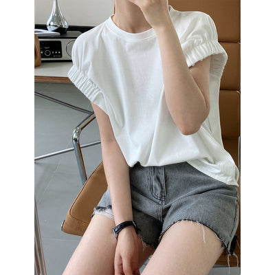Camisetas Plisadas con Mangas Cortas para Mujer - Image 18