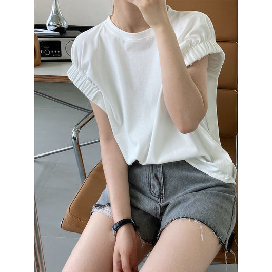 Camisetas Plisadas con Mangas Cortas para Mujer - Image 18