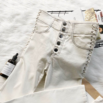 Jeans Blancos con Cordón Ajustable - Comodidad y Estilo - Image 10