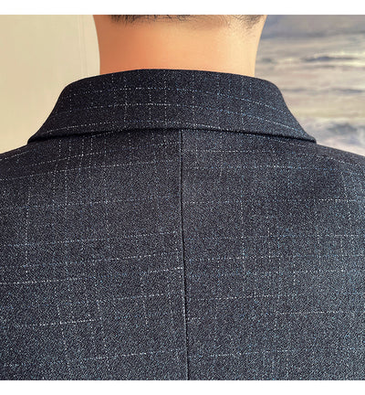 Traje de Esmoquin Tres Piezas Cuadros Mesh para Hombre - Image 23