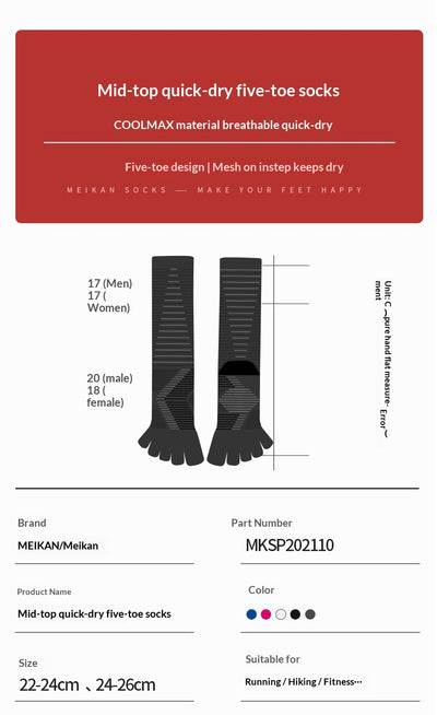 Calcetines Deportivos Five-Finger Antideslizantes para Maratón - Image 11