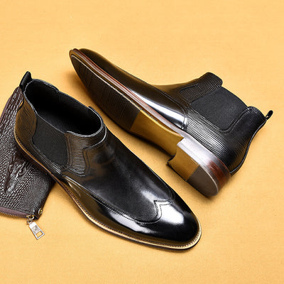 Botas de Cuero Genuino con Punta Inglesa para Hombre - Calzado Formal Ejecutivo Marrón - Image 10