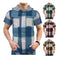 Camisa Casual Ejecutiva de Cuadros con Capucha - Manga Corta para Hombre