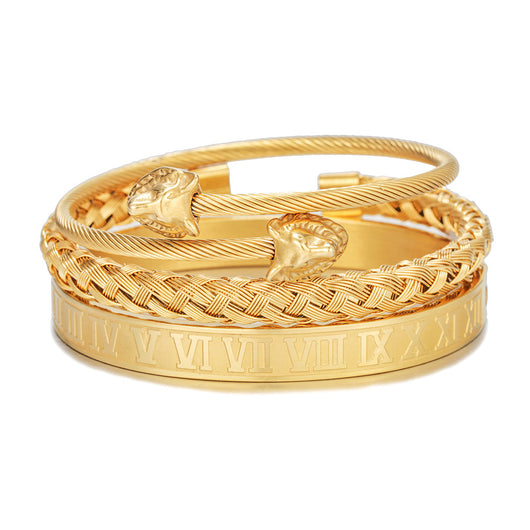 Pulsera de Acero Titanio Estilo Punk con Diseño Romano - Image 28