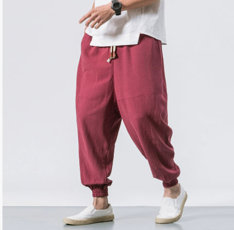 Pantalones Harem Estilo Chino para Hombre - Joggers Casuales de Algodón y Lino - Image 6