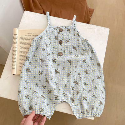 Pantalones de Trabajo con Tirantes Estampado Cuadros y Flores - Image 3