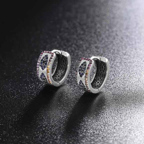 Aretes de Plata 925 para Mujer con Diamantes Completos - Edición Ancha Lujo