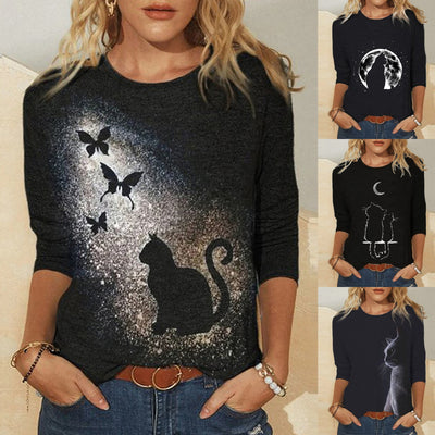 Playera Manga Larga Estampada Cuello Redondo para Mujer - Image 18