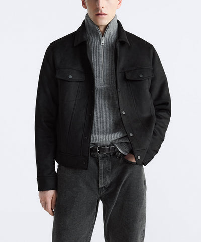 Chaqueta de Solapa en Efecto Gamuza para Hombre - Image 16