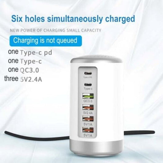 Adaptador Cilíndrico 6 Puertos 65W con Carga Rápida de Alta Potencia - Image 10