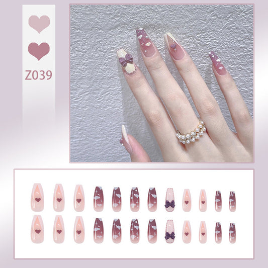 Uñas Postizas Adhesivas Degradado Púrpura Taro - Diseño Nebulosa Floral - Image 2