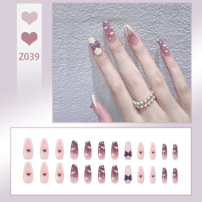 Uñas Postizas Adhesivas Degradado Púrpura Taro - Diseño Nebulosa Floral - Image 2