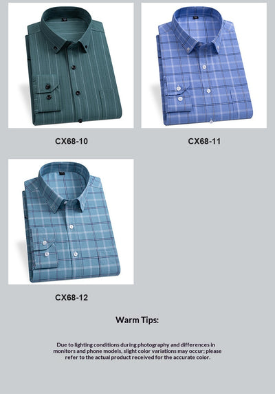 Camisa Oxford Slim Fit a Rayas para Hombre con Bolsillos - Image 25