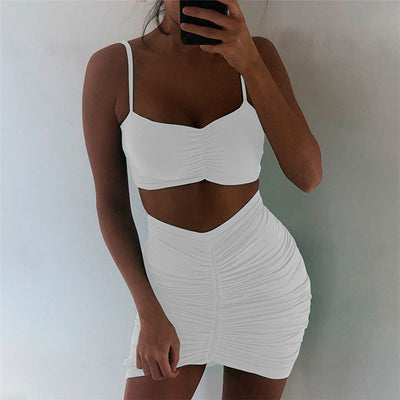 Conjunto Crop Top y Falda Plisada con Tirantes - Image 7