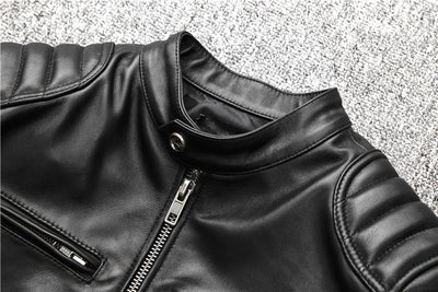Chaqueta de Cuero Slim Fit con Cuello Mao para Hombre - Image 4