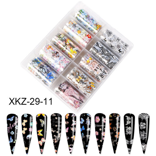 Láminas de Transferencia para Uñas con Diseños de Estrellas y Mariposas Láser - Image 34