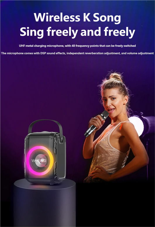 Parlante Karaoke Portátil W-King T9S con Micrófono Inalámbrico - Image 4