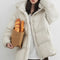 Chaqueta Impermeable con Capucha y Relleno de Plumón de Pato Blanco
