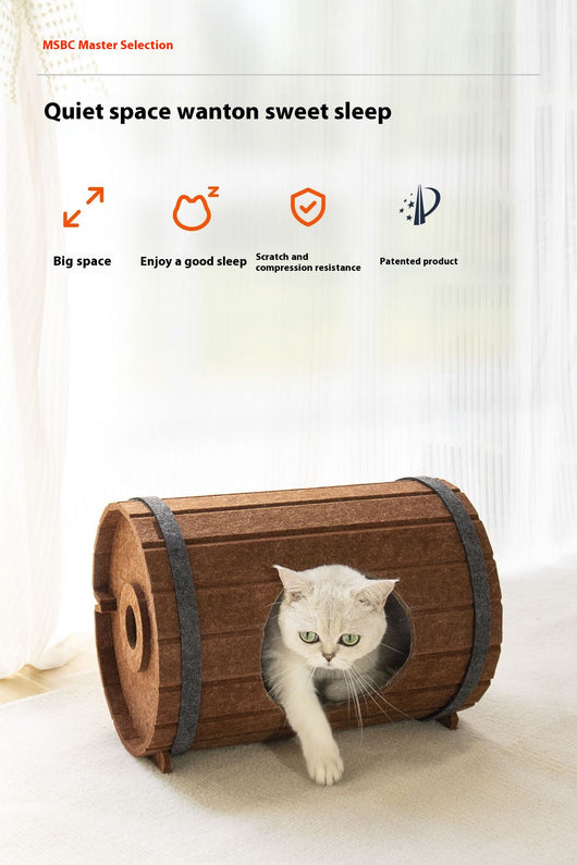 Cama para Mascotas Tipo Barril de Vino con Tablero de Fieltro - Image 12