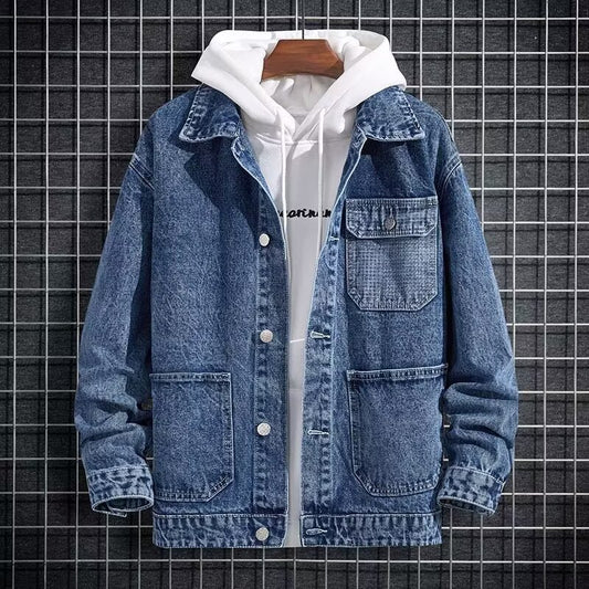 Chaqueta Denim con Capucha para Trabajo - Abrigo Casual Resistente para Hombre
