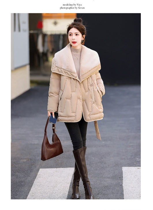 Chaqueta de Plumón de Pato Winter 90 Blanca con Cuello de Pelaje Grande - Image 32