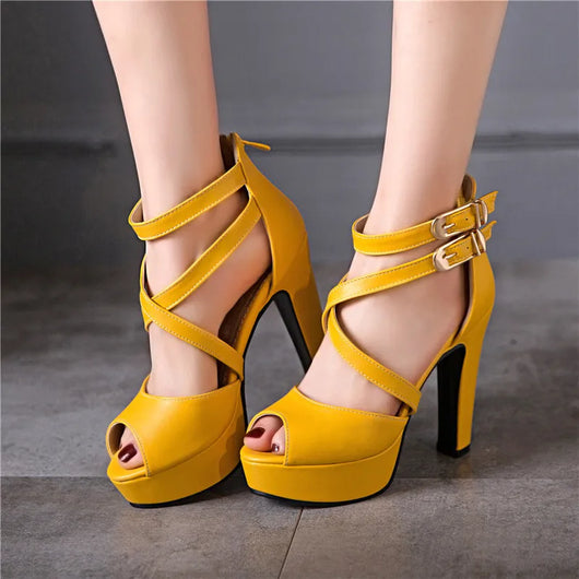 Sandalias Romanas de Tacón Grueso con Hebilla Elegante para Mujer - Image 16