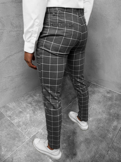 Pantalones Casuales de Cuadros para Hombre - Cintura Media Elástica - Image 6