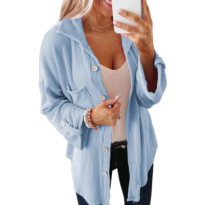 Blusa Tejida Suelta de Manga Larga en Color Sólido - Comodidad y Estilo - Image 6