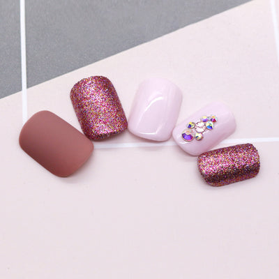 Set de 24 Uñas Postizas Nude Metalizado Mate - Image 10
