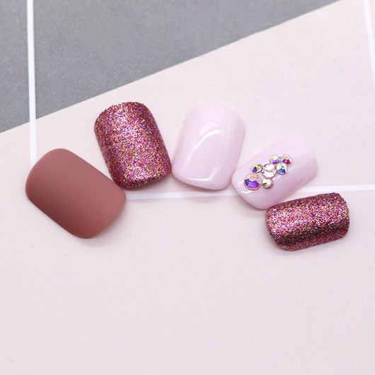 Set de 24 Uñas Postizas Nude Metalizado Mate - Image 10