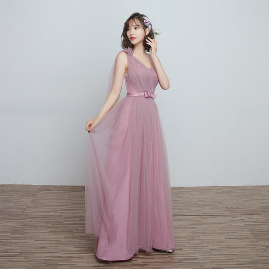 Vestido Largo para Damas de Honor en Cameo Brown - Malla y Satén Cómodo - Image 15