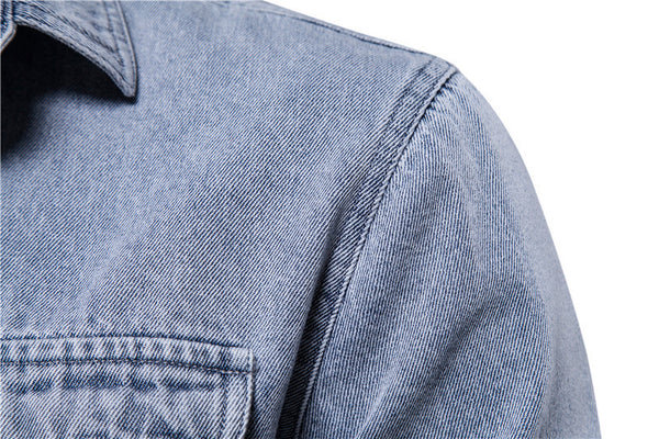 Chaqueta Denim Vintage con Solapa Europea Efecto Lavado