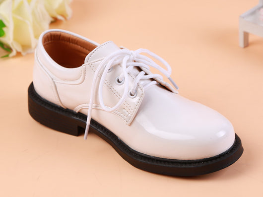 Zapatos Escolares de Cuero Niño Estilo Británico Blanco y Negro - Image 10