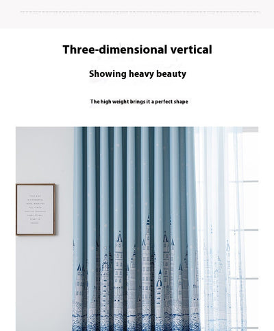 Brown thickened shading curtain with an electric carving floral texture, partially drawn in a bedroom setting. - Image 17