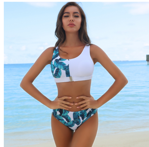 Bikini Deportivo con Cierre y Diseño Dividido para Mujer