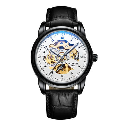 Reloj Mecánico de Cuero para Hombre Resistente al Agua con Esfera Luminosa