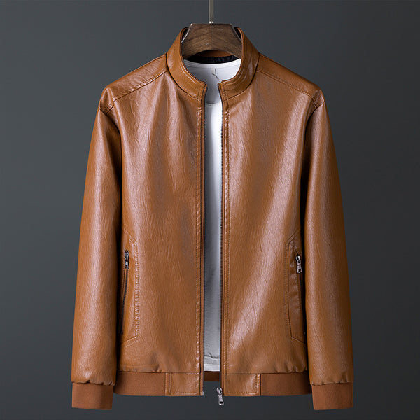 Chaqueta de Cuero con Cuello Alto para Primavera y Otoño