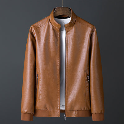 Chaqueta de Cuero con Cuello Alto para Primavera y Otoño