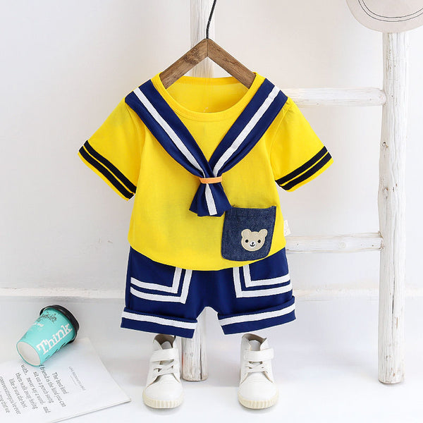 Conjunto Infantil Estilo Western Cuello Barco Manga Corta Verano