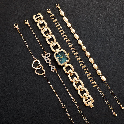Reloj Cuadrado Elegante para Mujer con Pulsera Corazón - Image 19