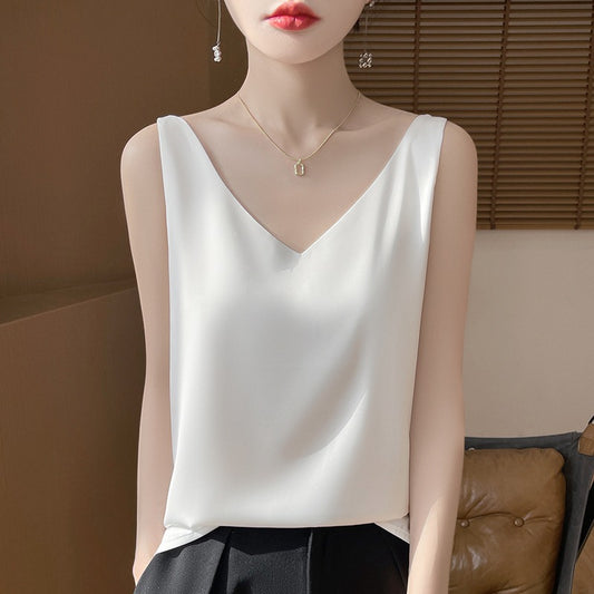 Blusa Suelta sin Mangas con Base Satinada Sedosa - Image 2