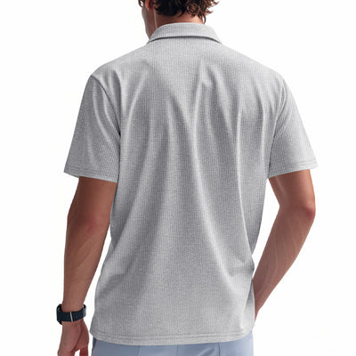 Polo Deportivo Hombre Cuello V Tejido Waffle Manga Corta Suelta - Image 48