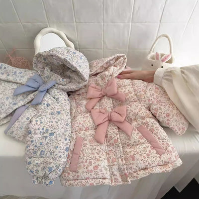 Chaqueta Abrigo Infantil Invierno con Capucha y Estampado Floral - Image 13