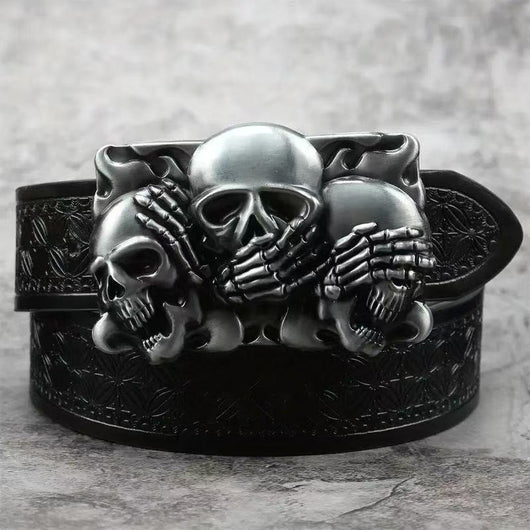 Cinturón de Cuero para Hombre con Hebilla de Aleación y Diseño Vintage Grabado - Image 2