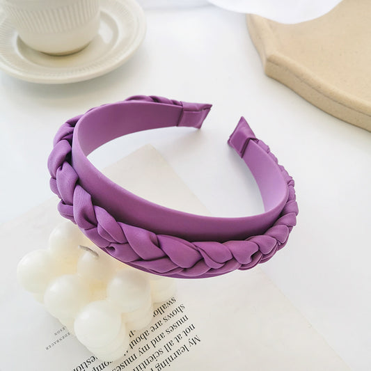 Diadema Trenzada de Tela Unicolor para Cabello - Image 2